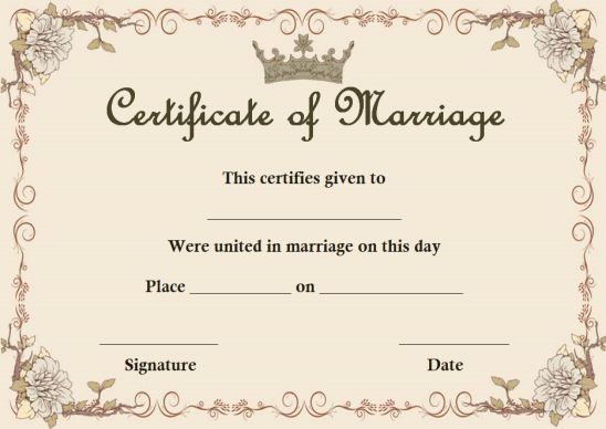 online marriage certificate fake